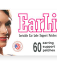 60 Patches Invisible Earring Ear Support Waterproof Patches in Ziplock Pouch - Made in USA
