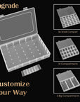 5 Pack 36 Grids Clear Plastic Organizer Storage Box Container, Craft Storage with Adjustable Dividers for Beads, Art DIY, Crafts, Jewelry, Fishing Tackle with Label Stickers