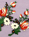 Flowers Bouquet Boho Patch Embroidered Floral Applique Iron on Sew on Rose Emblem, Red & White, Set of 2 Pcs