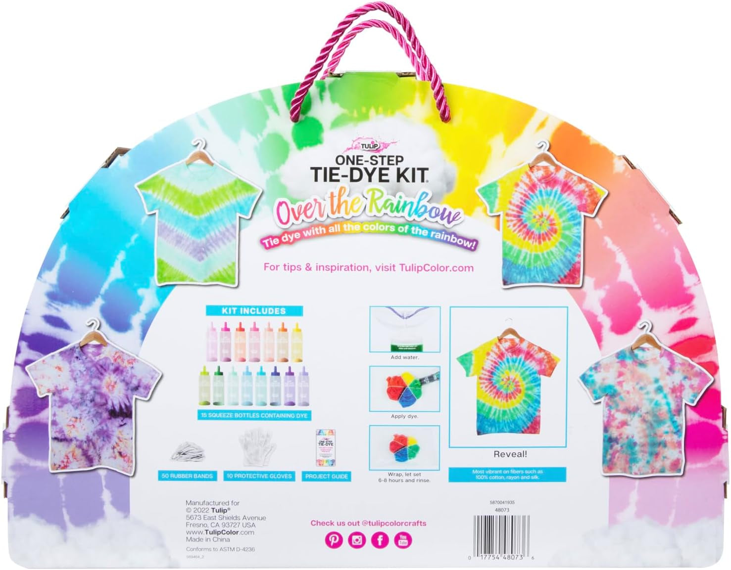 One-Step Tie Dye Kit, over the Rainbow, Easy Party Activity, Gift Idea, 15-Color Kit