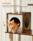 Woodywonders Cat Tree, 65-Inch Modern Cat Tower for Indoor Cats, Multi-Level Cat Condo with 5 Scratching Posts, Perch, Washable Removable Cushions, Cat Furniture, Rustic Brown UPCT166X01