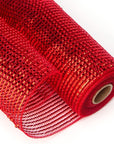 Red Deluxe Metallic Mesh Ribbon,10 Inch X 30 Feet(10Yard), Red with Deluxe Red Wide Foil, Christmas Ribbon for Wreath Swags and Christmas Tree
