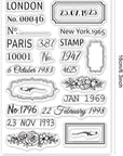 Date Postcode Clear Stamps City Name Silicone Stamps Label Flower Frame Transparent Rubber Seal Stamps for Card Making DIY Scrapbooking Crafting Photo Album Journal Decor