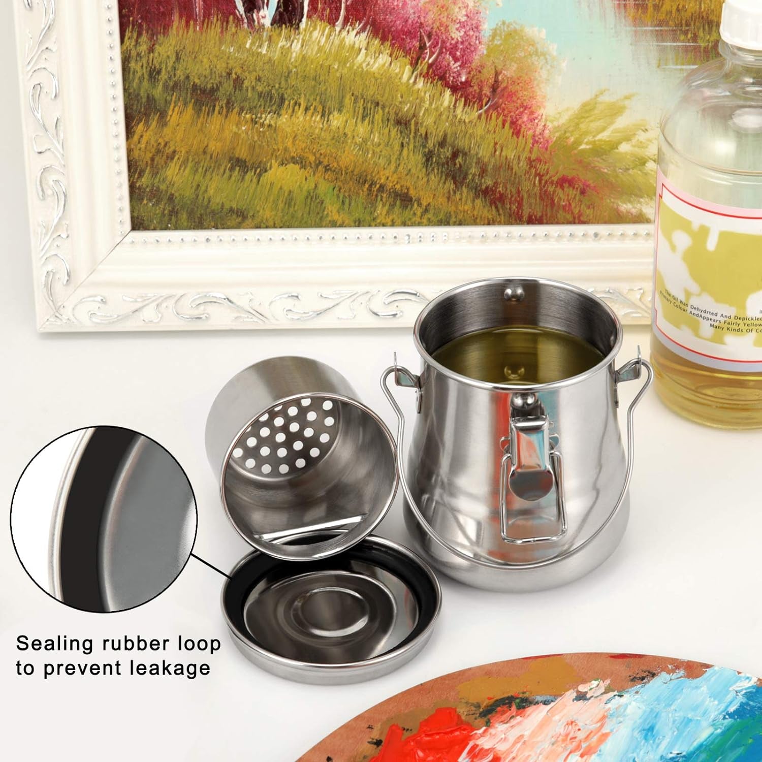 Paint Brush Washer, Airtight Stainless Steel Brush Cleaner for Painting (Medium)