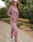 Women'ss Fashion Loungewear Crew Neck Jogger Lounge Set Pink