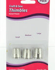 Allary ASSORTED THIMBLES Pack Small, Medium & Large Sizes (1 of Each Size) (NICKEL PLATED Metal Thimbles)3