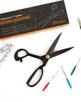 Sewing Scissors for Fabric Cutting – Heavy Duty Scissors – Ultra Sharp Sewing Shears for Quilting, Sewing, and Dressmaking with Tape Measure, Thread Snips, 3 Seam Rippers Black
