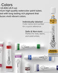 Watercolor Paint 24 Colors Set 12Ml/ 0.4Oz. - Quality Non Toxic Pigment Paints for Canvas, Fabric, Crafts, and More