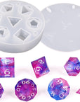 Resin Dice Mold, DND Dice Molds for Resin, 7 Cavities Sharp Edge Polyhedral Dice Silicone Molds for Epoxy Resin Casting DIY Standard Dice Table Board Game Lovers Gift