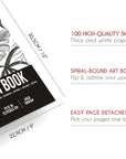 - Professional 100 Sheets Sketch Book 9"X12" with Spiral Bound and Hardback Cover - White Acid-Free Drawing Paper (100 G)