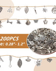 200PCS Silver Alloy Charms, Silver Charms for Jewelry Making Silver Metal Charms Pendants DIY for Necklace Bracelet Jewelry Crafting