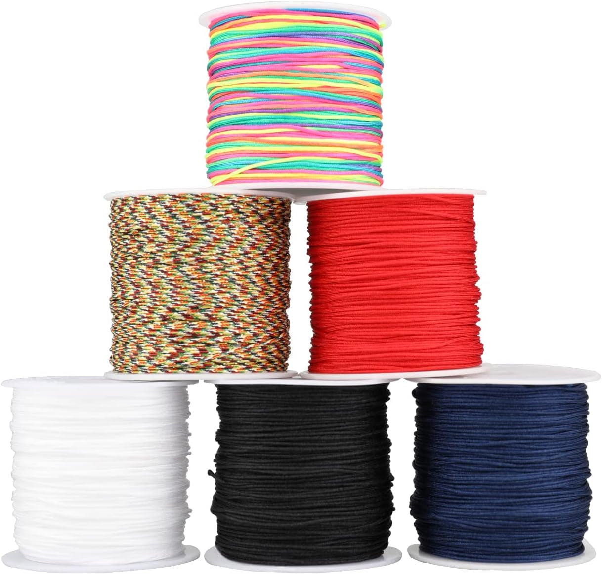 Nylon String for Bracelets, 6 Rolls 270 Yards 0.8 Mm Beading Cord for Kumihimo, Blinds String, Braided Bracelets, Chinese Knot, Wind Chime, Jewelry Making