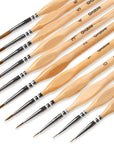 Paint Brush Set, Miniature Detail, 11 Pcs for Oil, Acrylic, Watercolor and Gouache, Nylon Hair Paint Brush with Natural Wood Handle, Great for Beginners and Professionals