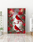 5D Diamond Painting Kits for Adults Full Drill North American Cardinal Kit Embroidery Rhinestone Painting round Drill Cardinal Birds Paint with Diamond for Christmas Home Wall Decor 12X16