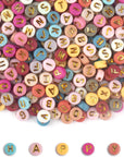 1000PCS Colourful Letter Beads for Threading, 4 X 7 MM, A-Z White Letter Beads and Colourful Heart Beads, Acrylic round Beads for Jewellery DIY Making Crafts Bracelets Necklaces Ornaments-Gold
