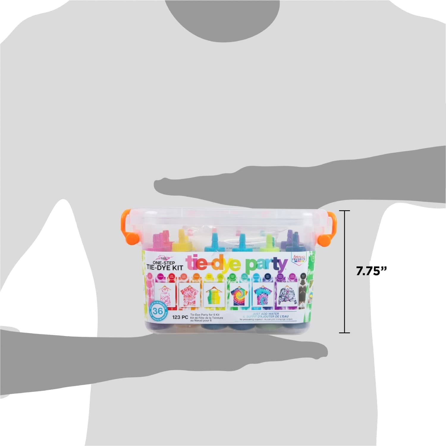 One-Step Tie-Dye Party, 18 Pre-Filled Bottles, Creative Group Activity, All-In-1 Fashion Design Kit, 1 Pack, Rainbow