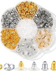 7 Styles 500PCS Earring Backs Replacements, Hypoallergenic Silicone Metal Plastic Rubber Earring Backs Soft Clear Earring Backs for Studs Hook Droopy Ears Heavy Earring