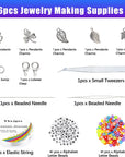 42000Pcs 2Mm Glass Seed Beads 12/0 Small Tiny Beads Kit with 150Pcs Alphabet Letter Beads Pendants Charms Jump Ring Elastic String for DIY Bracelets Necklace Jewelry Making Supplies
