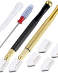 Glass Cutter Tool Mirror Cutting Tool with 2-6 Mm, 5-12 Mm, 12-20 Mm Glass Cutter Head and Screwdriver Oil Dropper Glove for Glass Tiles Mirror Cutting