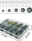 100Pcs Black Sewing Buttons,4-Hole Craft Buttons, 5 Sizes,With Compartment Storage Box, Suitable for Sewing,Suit Coat Shirt Buttons,Diy Decoration (Black)