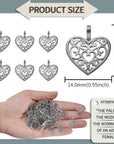 100Pcs Antique Silver Plated Hollow Lovely Heart Charms Pendant DIY Bracelets Necklace Jewelry Making Craft Wholesale 16Mmx14Mm(A285)
