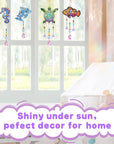 Diamond Art Suncatchers Kit for Kids Gifts - 4 Pcs Double Sided Wind Chime, Crystal Rhinestone Dotz Painting, Sea Animal Style Hanging Ornament for Home Window Beginners Craft DIY Supplies