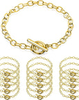 20 Pieces Chain Bracelets Stainless Steel Link Bracelet round Link Chain Bracelets with OT Toggle Clasp Jewelry Bracelet Making Chain for Women Girls Valentine'S Day Present (Gold)
