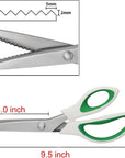 Green Pinking Shears Comfort Grips Crafts Zig Zag Cut Sewing Scissors,Professional Handheld Dressmaking