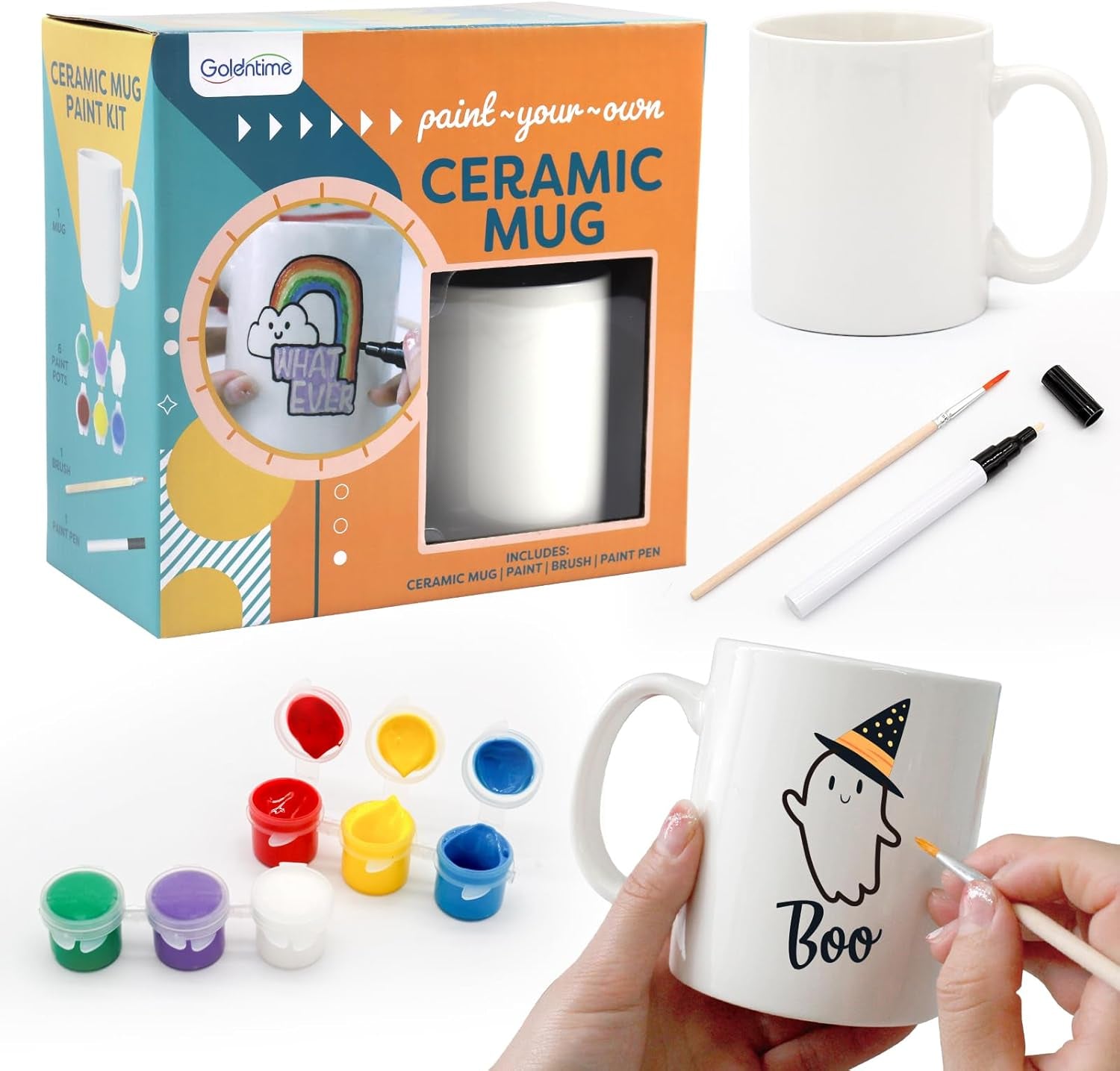 Paint Your Own Mug Kit for Adult Kids Craft Art Activity Plain Blank White Coffee Mugs with Gift Box Paint Your Own Mug Set Valentine Mother'S Day Father'S Day Gifts