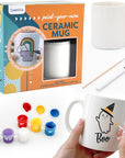 Paint Your Own Mug Kit for Adult Kids Craft Art Activity Plain Blank White Coffee Mugs with Gift Box Paint Your Own Mug Set Valentine Mother'S Day Father'S Day Gifts