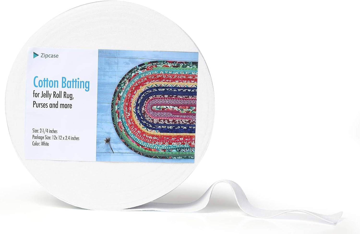 On-A-Roll Upholstery Needle-Punched Cotton Batting for Jelly Roll Rugs, Purses, 2-1/4 Inches by 50 Yards