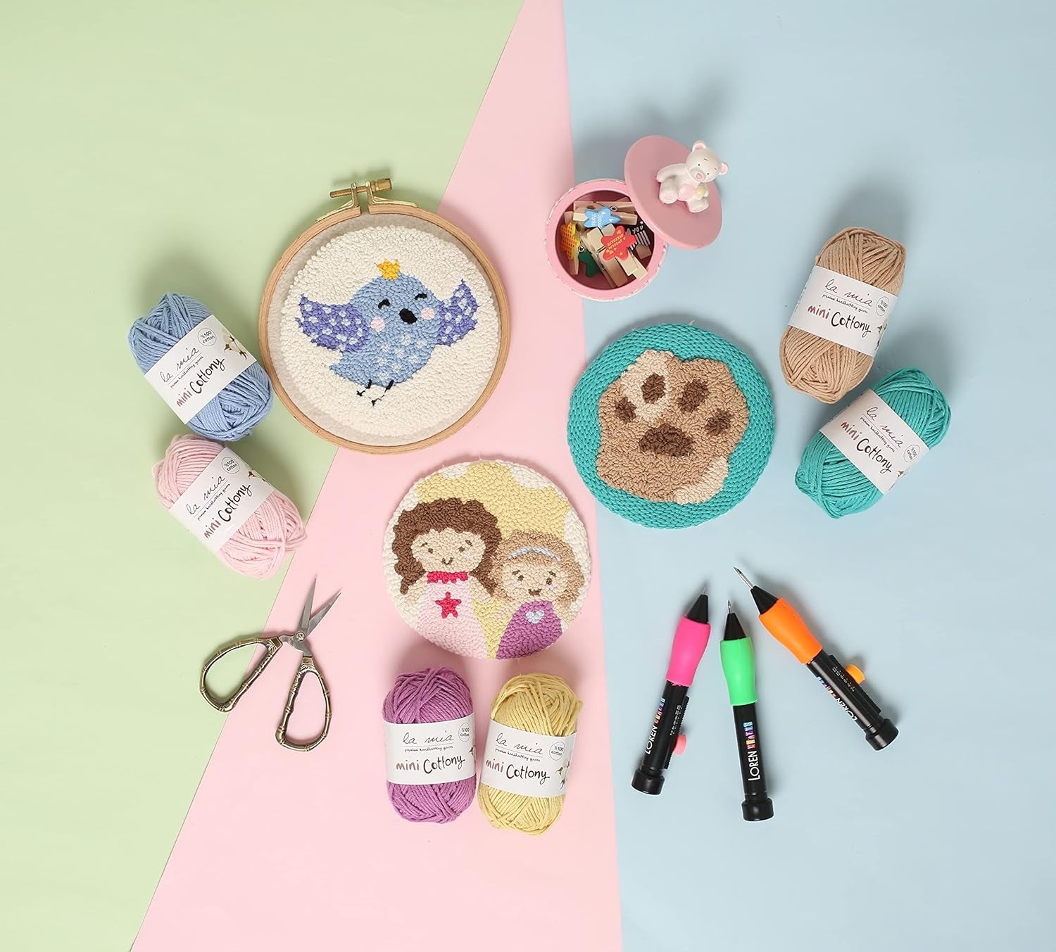 Mini Cottony 20 Skein 100% Cotton Mini Yarn, Total 17.6 Oz Each 0.88 Oz (25G) / 65 Yrds (60M), Light, Dk (V1)