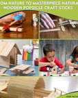 4.5" Natural Wooden Popsicle Craft Sticks - Package of 200Ct (Traditional Plain - 4.5")