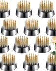 12 Pcs Flower Frog Holder 0.92 Inch Mini Floral round Flower Arranger Fixed Flower Pin Holder Tool Floral Arrangement Pin Holder Japanese Flower Holder Plant Fixation(Gold)