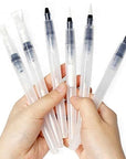Alcohol Ink Blending Solution (4Oz) and Water Brush Pen (6Pk) - Watercolor Blending Brush Pens for Alcohol Ink Painting with Various Tips with Alcohol Blending Solution
