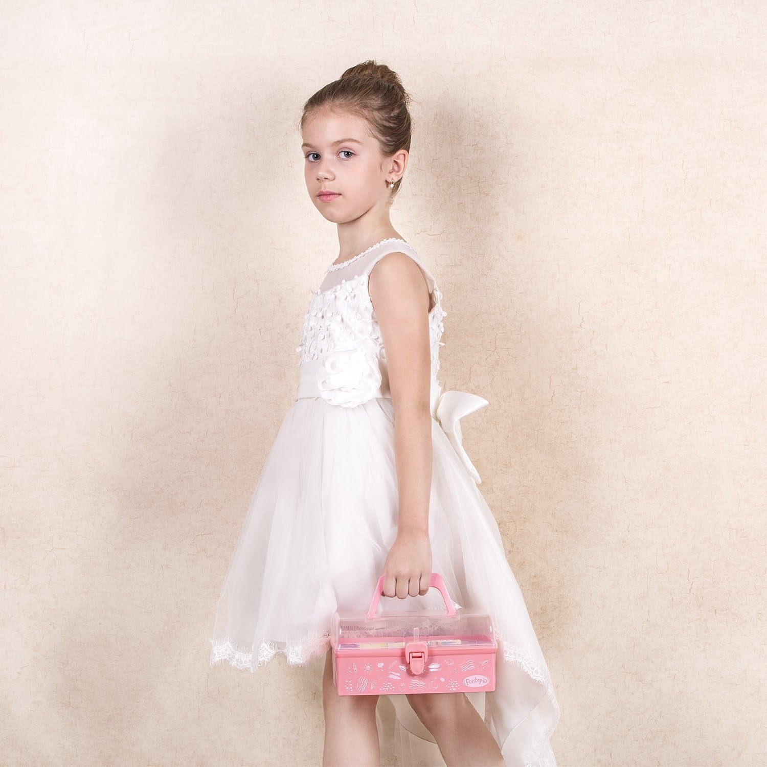 Plastic Art Box for Kids - Portable Multi-Purpose Storage Box for Toys, Crafts, Art Supplies - Pink