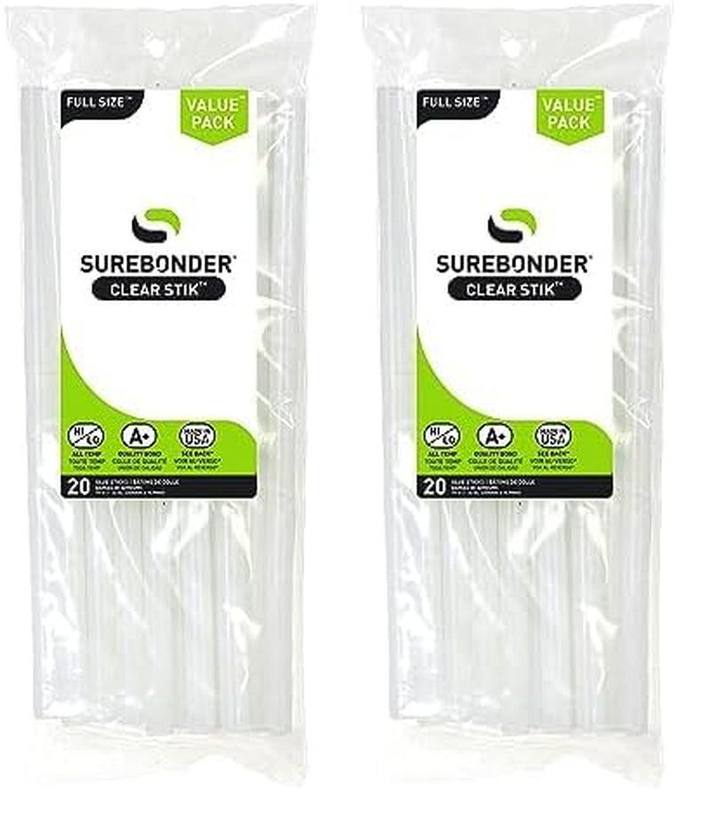 Made in the USA All Purpose Stick Glue Sticks-All Temperature-Clear 7/16" D, 10" L Glue Stick-20 Sticks per Bag