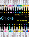 Acrylic Paint Pens, Double Premium Set of 35 Acrylic Paint Markers of Extra Fine and Medium Tip for Rock Painting, Ceramic, Plastic, Glass, Fabric Markers, and Etc. Water Based, Non-Toxic