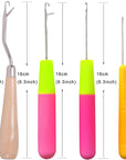 5 Pcs Different Sizes Bent Latch Hook Set Latch Hook Crochet Needle Dreadlocks Latch Crochet Hook Needle for Hair Extensions Braid Hair and Carpet Crafts Making