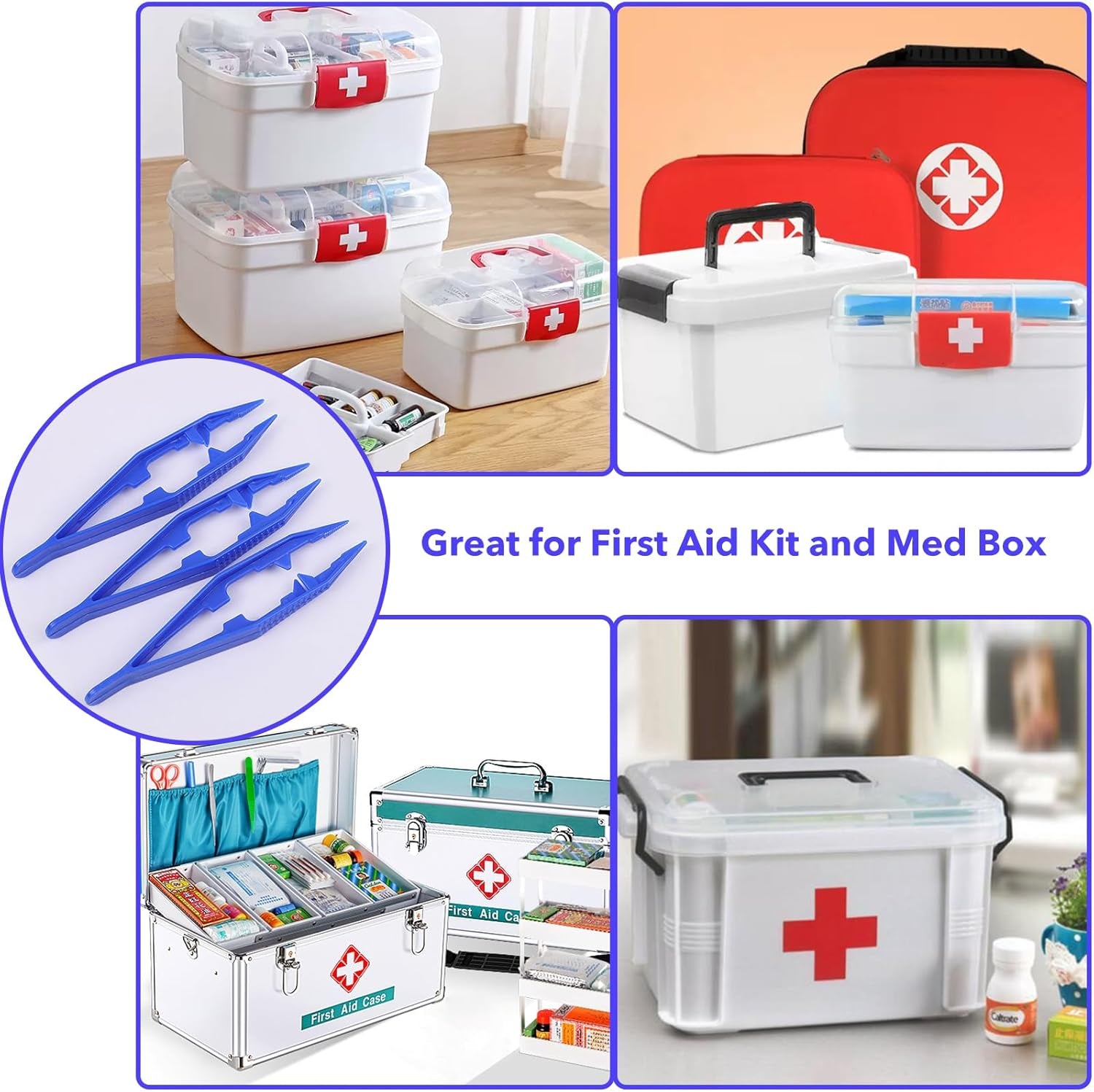 Plastic Tweezers, 5Pcs Plastic Tweezers for Kids,Craft Tweezers for DIY Craft Jewelry Making Family School Beading Project (A-White, Pink, Blue, Yellow, Green)