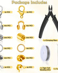 1200 Pcs Crimp Beads Kit for Jewelry Making, Crimp Beads, Crimp Covers, Crimp Tubes and Wire Guardians, Lobster Clasps, Jump Rings, Crimping Pliers and Beading Wire for Jewelry Making