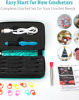 Light up Crochet Hooks - Crochet Kit for Beginners, Ergonomic Soft Grip, Rechargeable Light, 11 Interchangeable Heads - Ideal Crochet Set for Crocheting Yarn, Arthritic Hands, Crafting Delight