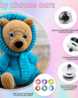 24Pcs 18Mm 3D Glitter Safety Eyes for Crocheting with Washers Crochet Safety Eyes for Amigurumi Tie Dye Laser Gift for Crochet Lovers Halloween Decorations Crochet Accessories