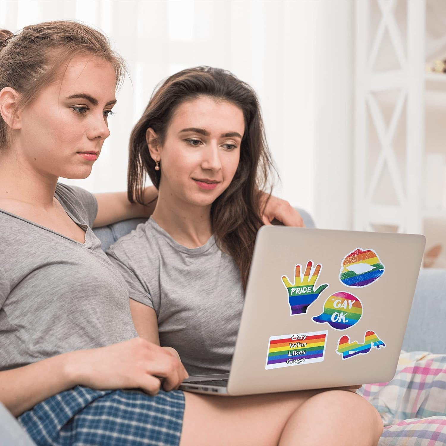 Pride Stickers, 100-Piece LGBTQ Rainbow Stickers, Vinyl LGBT Gay Pride Stickers for Laptops, Water Bottles, Luggage, Scrapbooking