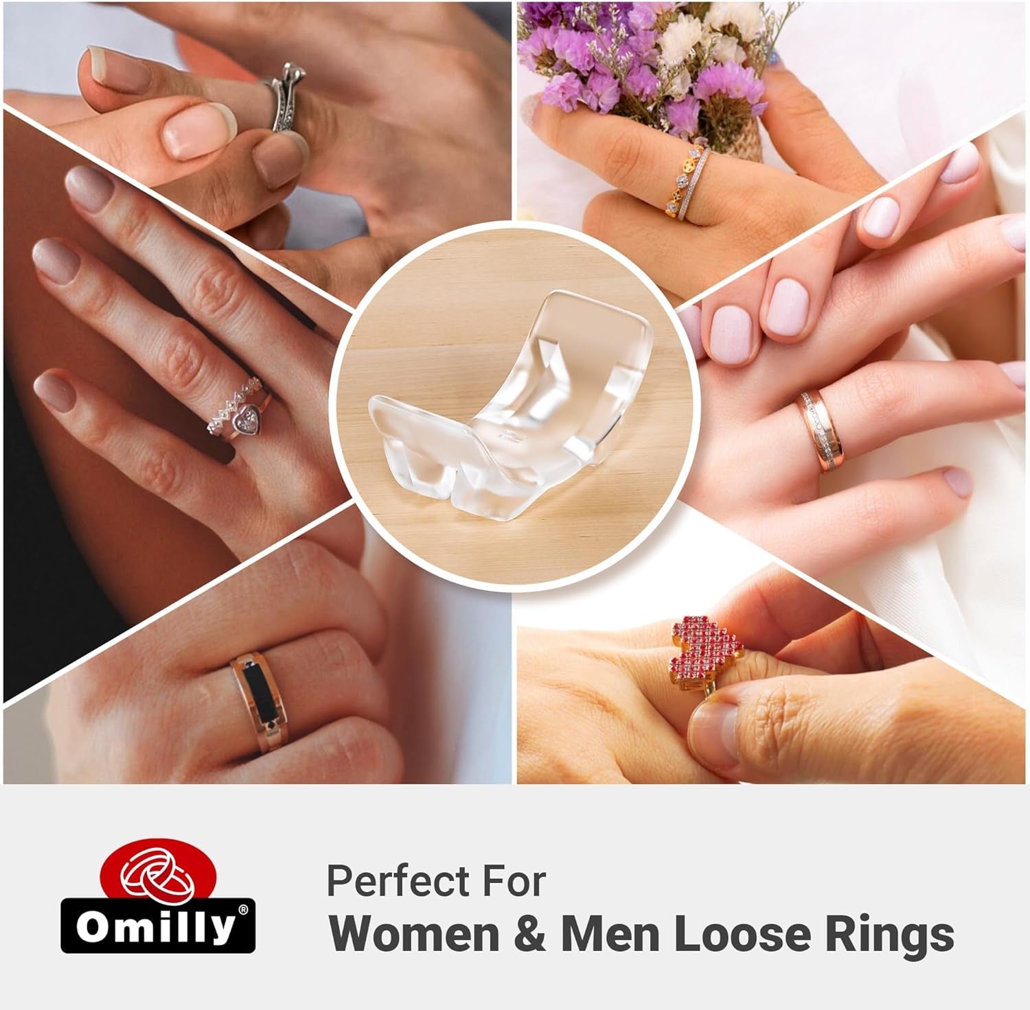Ring Sizers for Loose Rings,8 Pack 8 Sizes Ring Guards,Silicone Ring Size Adjuster Invisible Ring Fitter for Different Band Widths for Women and Men