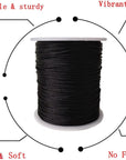 1.5 Mm X 110 Yards Nylon Satin Cord Beading Braided Thread String for Chinese Knotting Rattail Macrame Pendant Friendship Bracelets Necklaces Jewelry Making (Black)