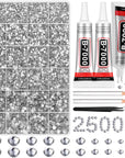 25000Pcs Silver Clear Rhinestones with B7000 Rhinestones Glue for Crafts, Flatback Gems Crystal Rhinestones Kit with Tweezer Picker Pens for Clothes Fabric Shoes, Tumblers,Jewelry Making