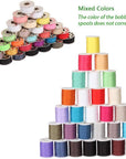 60 Pcs Bobbins Sewing Thread Kit, Polyester Mini Bobbins and Thread Spools for Hand & Machine Sewing