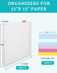 20 Pieces Scrapbook Paper Storage Clear 12 X 12 Paper Storage Organizer with Tabs and Gusset Bottom for Holding Scrapbook Paper, Vinyl Paper, Paper, Cardstock