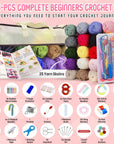 138-Piece Complete Crochet Kit for Beginners Adults & Kids, 25 Acrylic Yarn Colors, Ergonomic Hooks, Scarf Loom, Pompom Makers - Make Amigurumi, Scarves - Learn to Crochet Book - Ideal for All Ages